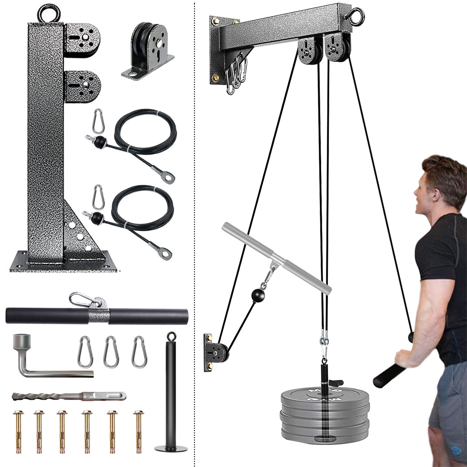 Sistema de polia montado na pa - Home Gym Cable Pulley System avaliação e preço